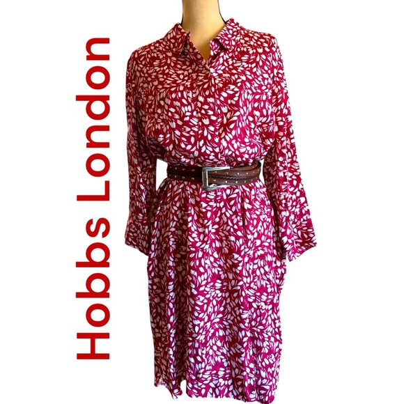 Hobbs London Dresses & Skirts - Hobbs London-NWT size 14 “Marciella” cranberry 100% viscose shirt dress. NEW!